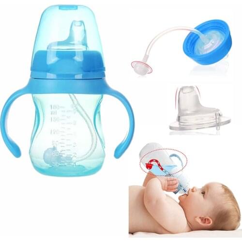 180ml Baby Kids Lovely Cup Toddler Infant Duckbill Children Learn Drinking Straw Bottle With Handle Newborn Sippy Cup 1Pcs