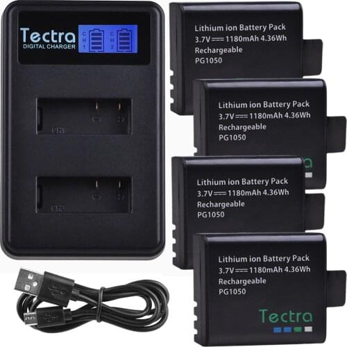 4Pcs PG1050 Battery for Sports Action Camera SJCAM SJ4000 EKEN H9 H9R H3 H3R H8PRO H8R H8 Battery+LCD Dual Charger