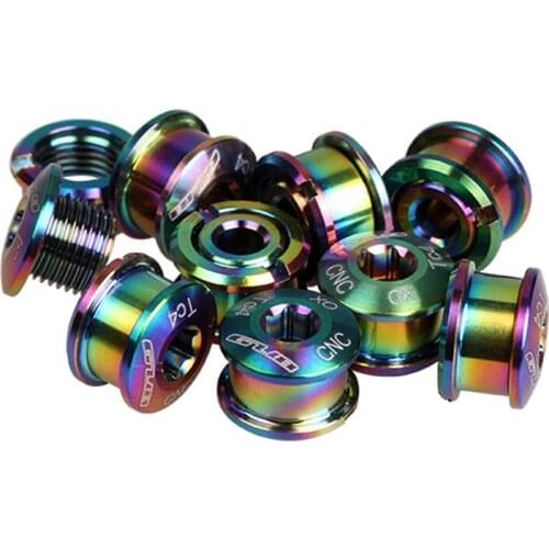 5pcs Titanium M8*6 Road Bike Crank Arm Bolt Disc Extended Screws,CNC Crankset Bolts For SHIMANO Double Chain Ring Wheel Screw