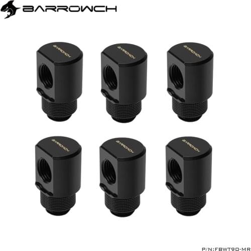 6PCS BARROWCH 90 Degree G1/4'' 360 Rotary Fittings ,Cabinet Liquid Cooling Loop Kit Build Connector,FBWT90-MR