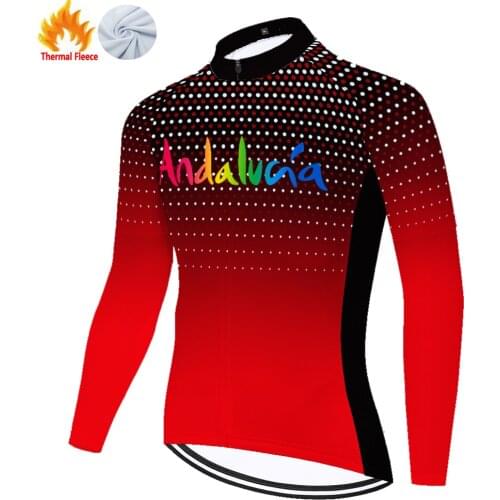 Andalucia Winter Thermal Fleece Cyclisme Homme Equipamento Camiseta Bicicleta Maillot Jersey Ciclismo Hombre Ciclismo Masculino