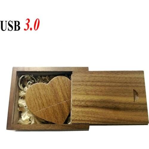Wooden Heart Usb Flash Drive Memory Stick Pen Drive USB 3.0 4gb 8gb 16gb 32gb Company Logo Customized Wedding Photography Gift