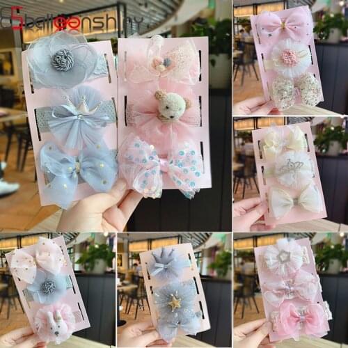 BalleenShiny Baby Girl Bowknot Headband Toddler Princess Flowers Head Band Kids Lace Headear Hair Accessories For Children Gift