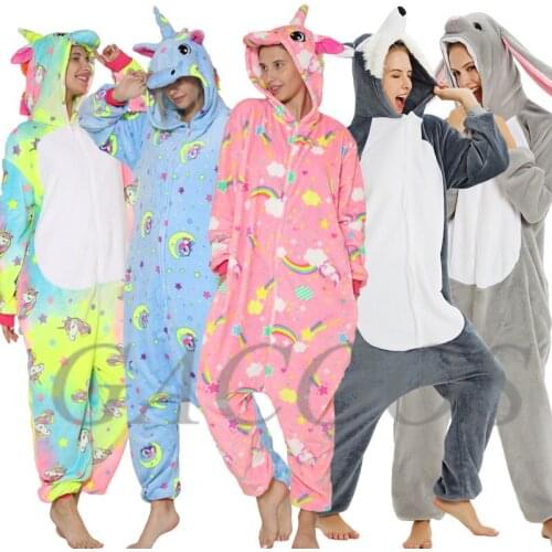 Unicorn Onesies Kids kigurum Jumpsuit Pyjamas Teens Boys Wolf Rabbit Animal Sleepwear Winter Flannel Soft Piajamas for 12 14 16T
