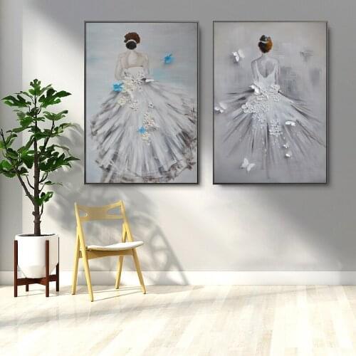 Dress Lady Modern Oil Painting Canvas Portrait Wall Picture For Living Room Decor Shopify Dropshipping Art Poster and Prints