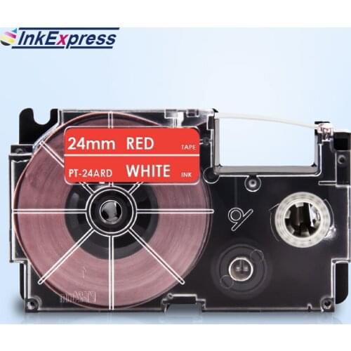 24mm White on Red XR-24ARD Tape Compatible CASIO XR-24ARD XR 24ARD Label Tape Printer Ribbon For CASIO Label Maker KL-E300 KLH50