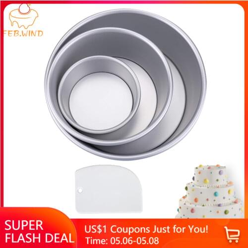 4/6/8 Inch Round Cake Pan Set With Removable Bottom Aluminum Alloy Chiffon Cake Mold/Mould Set 3 Tier Round Cakes Tins C019