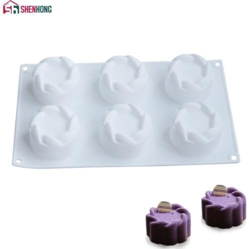 NEW 6 Holes Flower Silicone Cake Mousse Mold 3D DIY Design Moule Baking Cupcake Jelly Pudding Cookie Muffin Mould