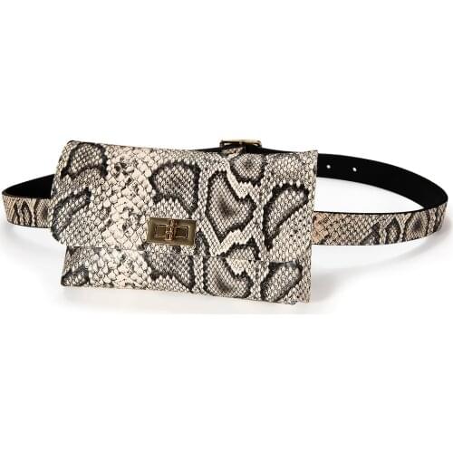 New Arrival Fashion Leather Women Belt Mini-bag Personality Long Waist Belt Bag Serpentine Luxury Vintage Pouch Party Daily