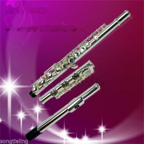 New Silver plated 16 opened and closed hole flute C key +E