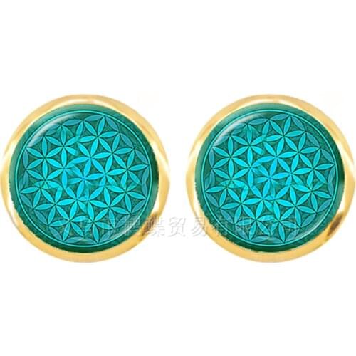 Charm Mandala Art Picture Earrings Henna Crystal Earring Yoga Om Symbol Zen Buddhism Glass Earrings For Women Girls Jewellery