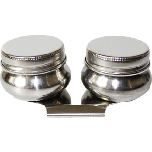 Single Double Hole Art Supplies Palette School Student Easy Clean Tools Stainless Steel Drum Shape Dipper Painting Oil Pot