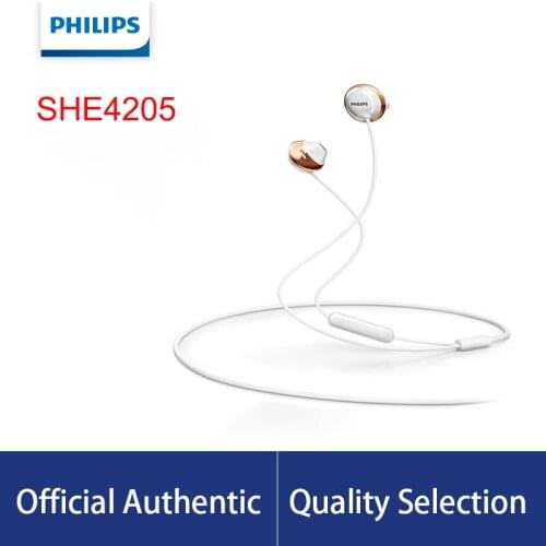 Philips SHE4205 Original Wired Earphone with In-Ear Sports Earphone Microphone for Galaxy 8 Official Verification
