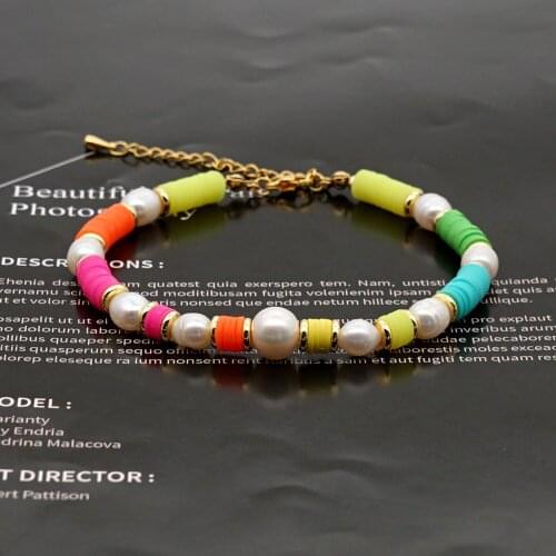 OSHUER New Mix Color Soft Pottery Beads Natural Fresh Water Baroque Irregular Pearl bracelet Beach Femme Jewelry wholesale