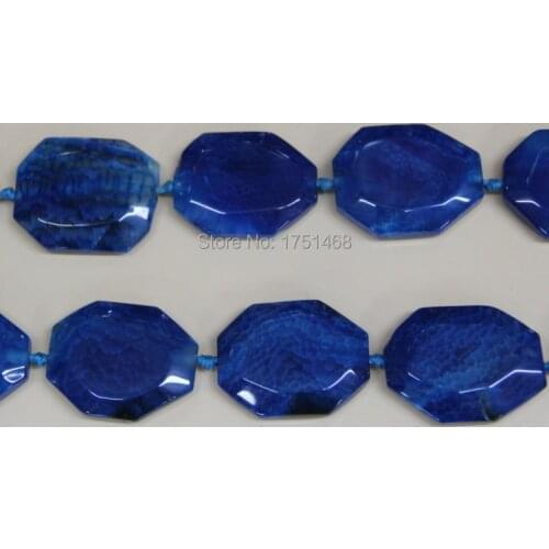 Polished Connector Large Stone Druzy Faceted Stone Beads, Dark Blue Slab stone Connector Bead Pendant Full Strand