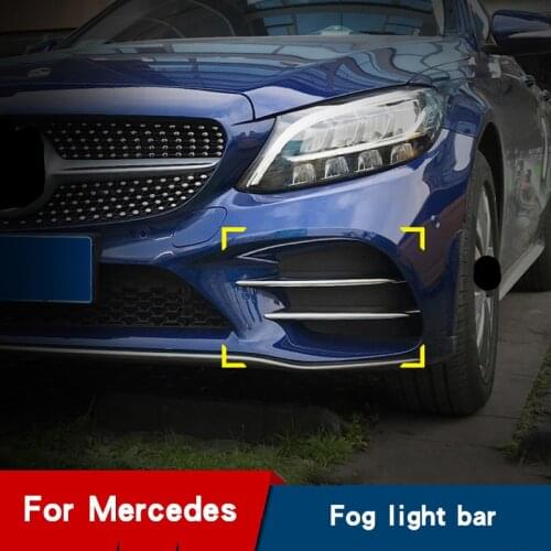 Front bumper fog lights bright strip chrome car sticker for Mercedes-Benz W205 W213 W177 coupe glc x253 modified accessories