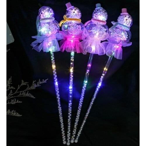Christmas LED Flash Snowman Sorcery Wand Children Luminous Fairy Starry Stick Toy Kids holiday gift