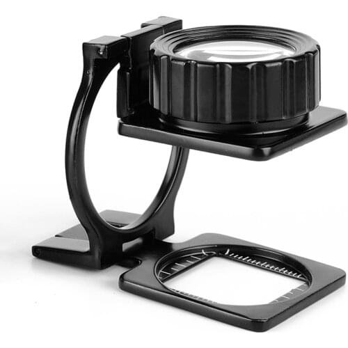 10X Folding Desktop Magnifying Glass Lens Loupe Magnifier with Metal Frame for Linen Tester