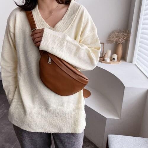 Womens Chest Bag Fashion Fanny Pack Soft PU Leather Brown Black Belt Bag Leisure Female Waist Bag ZD2051