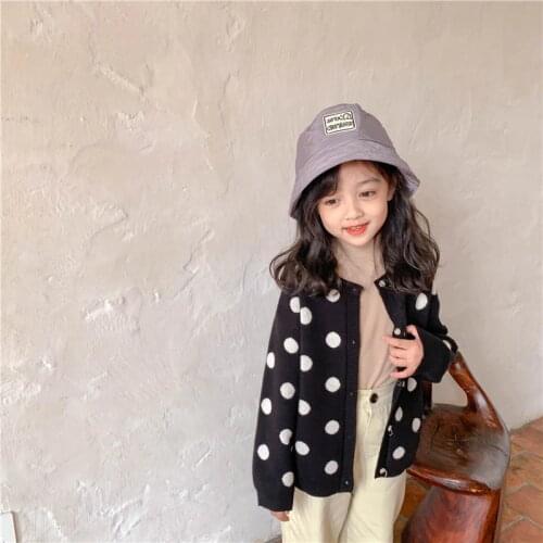Girls Sweater Kids Babys Coat Outwear 2021 Dots Thicken Warm Winter Autumn Knitting Tops Pure Cotton Cardigan Childrens Clothi