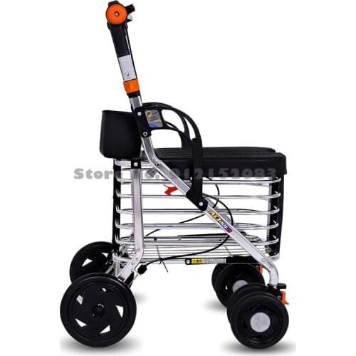 Elderly Shopping Cart Foldable Grocery Shopping Trolley For The Elderly Four-wheeled Portable Walker Walker