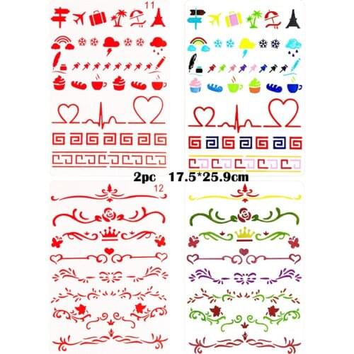2pc The Weather Stencil Dividing Line Painting Template DIY Decor Coloring Accessories Sjablonen Reusable Office School Supplies