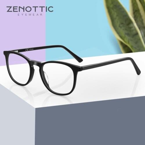 ZENOTTIC Acetate Myopia Optical Glasses Frame for Men Fashion Brand Square Eyeglasses Male Business Style TR90 Eyewear Frame