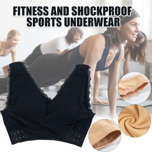 Push Up Bra Womens Seamless Lace Padded Bra Wirefree Bralette Front Buckle Design Sports Yoga Bra XIN-Shipping