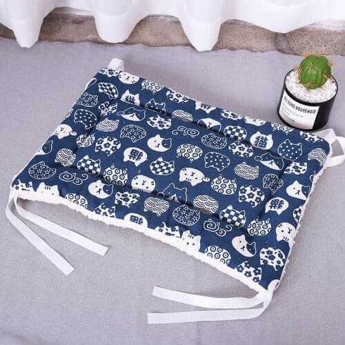 Winter Cat Bed Mat Fixable Pet Cage Hammock Cotton Canvas Warm Soft Hammock Blanket Plush Thick Cushion Platform Cat Supplies