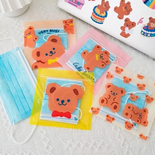 100pcs Cartoon Print Ziplock Bag Packaging Storage Bag Plastic Organizer For Maks