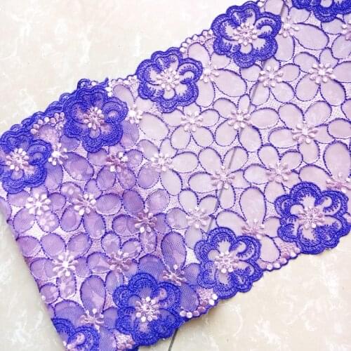 12Yards Purple White Flowers Embroidered Lace Trim Edge Soft Lingerie Underwear Bra Dolls Dress Sewing Fabric DIY