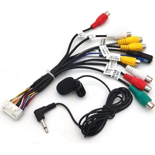 20-pin Car Stereo RCA Output Wire Aux-in Adapter Cable With MIC