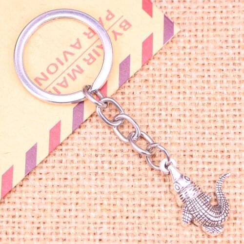 20pcs New Fashion Keychain 26x20mm crocodile alligator Pendants DIY Men Jewelry Car Key Chain Ring Holder Souvenir For Gift