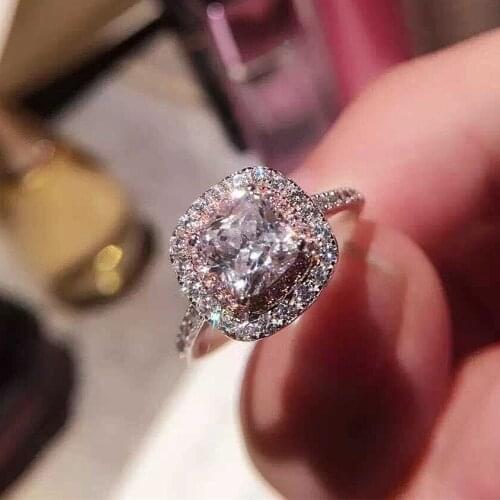 2017 Luxury Shiny top quality carat wedding engagement Ring pink open Ring Fashion ring 005 For women Free shipping