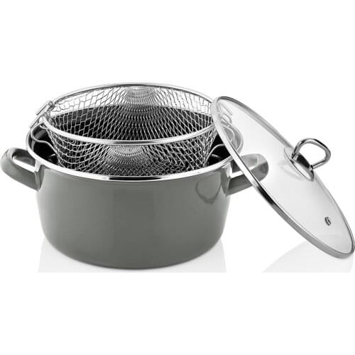 22 Cm Colorful 4.5 Lt. Fry pot Antresit Gray