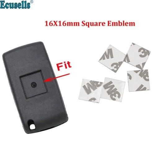5PCS/lot 16X16mm Car Key Shell Square Emblem Symbol Sticker Logo For Peugeot 206 207 307 308 Citroen C2 C3 remote car keys