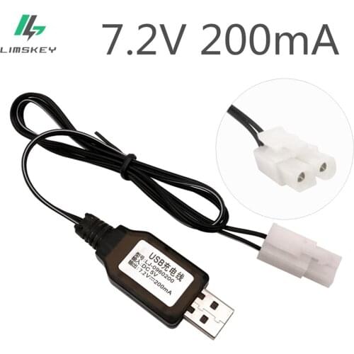 7.2V 200mA USB Charger For Ni-Cd Ni-MH Battery Pack EL6.2-2P KET-2P Tamiya Plug Input DC 5V Output 7.2V Charger For RC Car