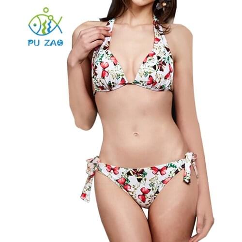 High Waist Bikini Ruffle Swimwear Women Print Sexy Swimsuit Push Up Bikinis Suits Floral Beach Wear with Skirt 2021 EU Style