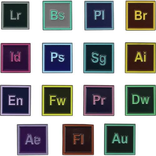 Photoshop Premiere Designer Jewelry Badge Shirt Denim Lapel Pins Ornament PS AI Pr Au Lr AE Design Software Brooch For Men Women