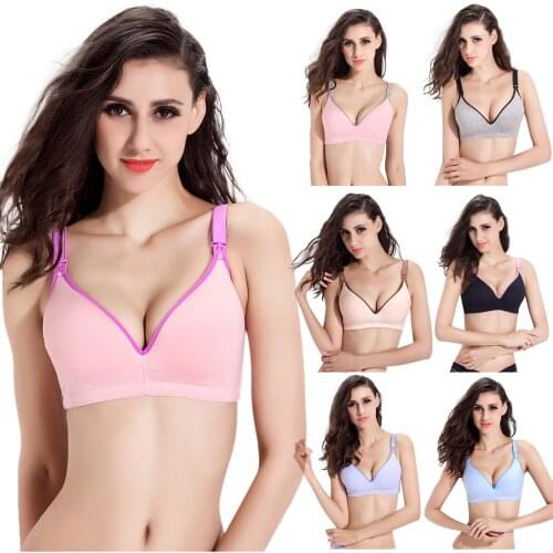 Nursing Bra Women Solid Color V-Neck Button Maternity Bra Sujetadores Pregnancy Clothing лифчик для кормления Breastfeeding Bras