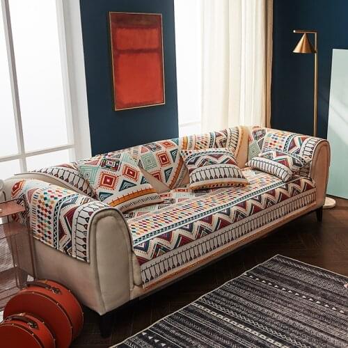 Thick non-slip sofa cover Nordic Chenille geometric print sofa towel Bay Window Pad for Living Room L-shaped Corner Couch Towels