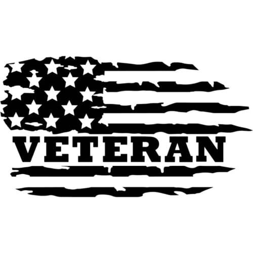 Black/Sliver Custom Distressed American Flag Veteran Decal Military Veteran Soldier Stickers For Car S004