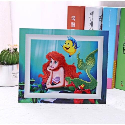 Disney princess Frozen Anna Elsa Mermaid Stitch Spiderman Pixar Car Diamond Stickers Kids Toy Diy Craft Girl Boy Gift