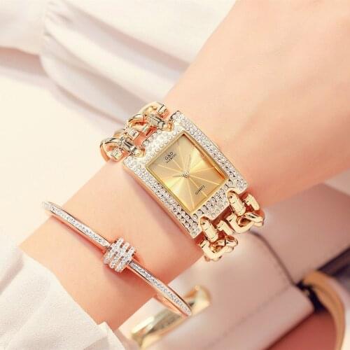 G&D Womens Watches Luxury Rhinestone Quartz Wristwatches Ladies Bracelet Watch Reloj Mujer Montre Femme Christmas Gifts Clock