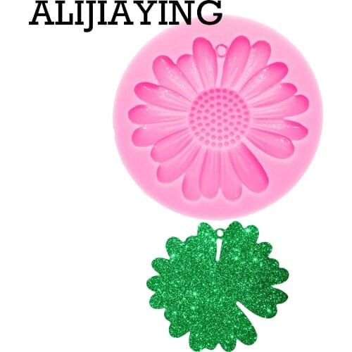 DY0198 Glossy Art Sunflower Silicone Keychain Mold for Epoxy Jewelry Making DIY Resin Crafts Mould Necklace