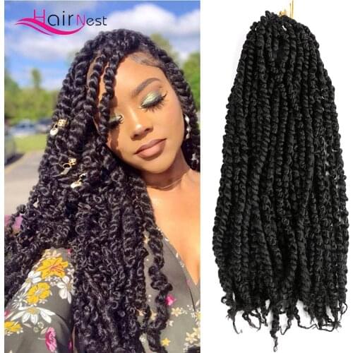 Hair Nest 18inches Pre-twisted Passion Twist Hair Crochet Braiding Hair for Butterfly Locs Long Bohemian Hair Synthetic Hair