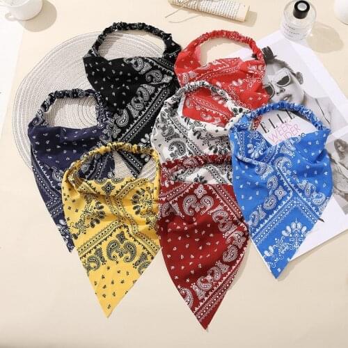 Hot Sale Vintage Bandana Women Print Elastic Hair Bands Headband Turban Bohemian Femme Hairband Bandeau Scarf Headwear Accessori