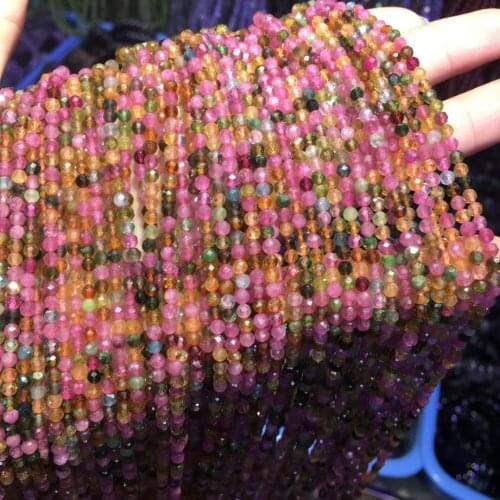 Faceted 3mm tourmaline beads natural gemstone beads DIY loose beads for jewelry making strand 15" wholesale