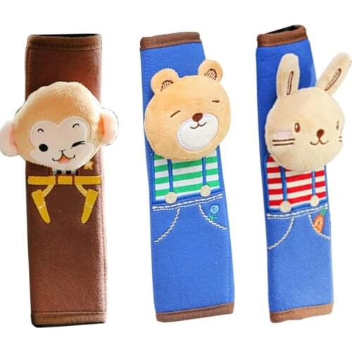 Cotton Flannel Soft Cartoon Cute Child Safety Belt Shoulder Car With Cute Animal Cartoon Safety Belt Sheathed Baby Pillow