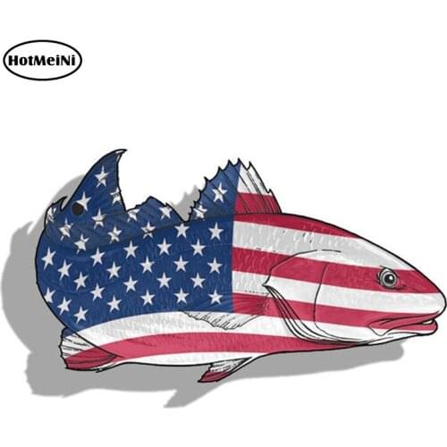 HotMeiNi 13cm X 7.4cm USA Redfish Sticker Printed Digital Vinyl Decal Fish Fishing Red Drum Car Truck Boat Reel Decals